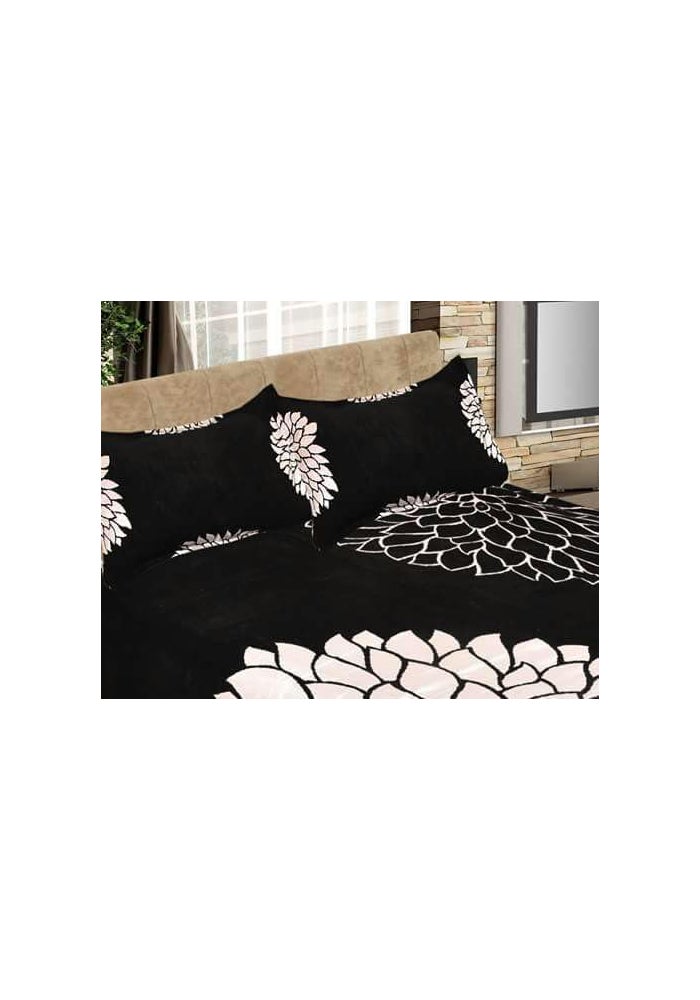 STARNSTYLE Chenille Velvet 500 TC King Size Bedsheet with 2 Pillow Covers - Lotus Black - Image 5